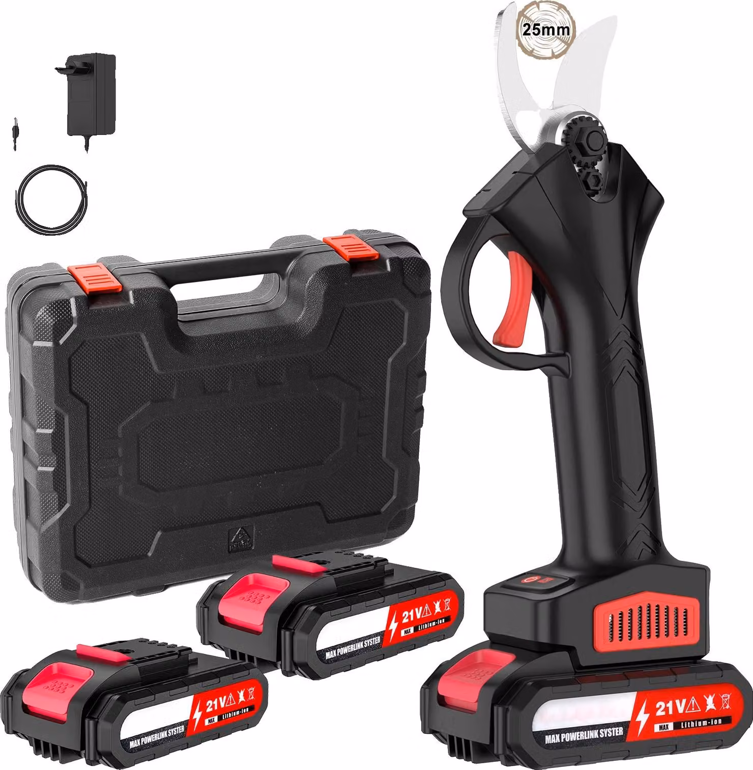 Tagliasiepi elettrici, potenza 1200 W, motore brushless, tensione 21 V, diametro di taglio 25 mm, batteria ricaricabile