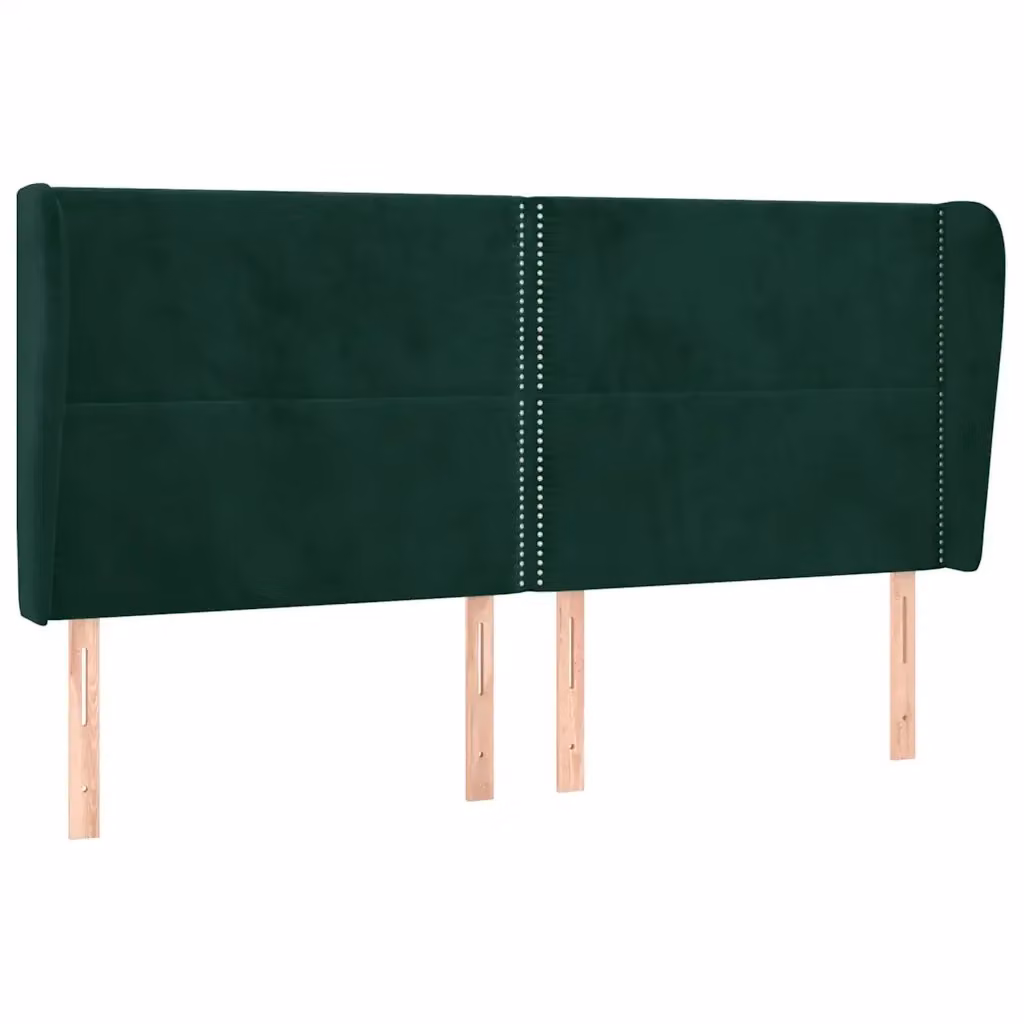 Testiera ad orecchio vidaXL in velluto verde con struttura in legno L: 203 cm, P: 23 cm, H: 118-128 cm – 2