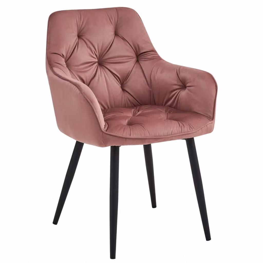 Set di 2 sedie Jork in velluto rosa con gambe in metallo nero di Kendra Home – 2