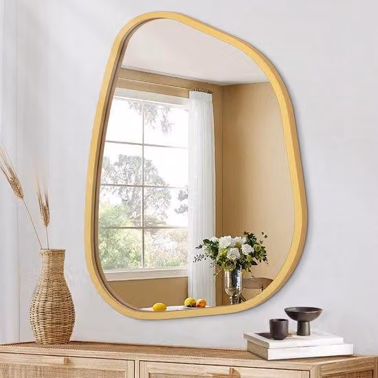 Specchio ovale asimmetrico - decorazione da parete moderna - 1 pezzo - nero - legno