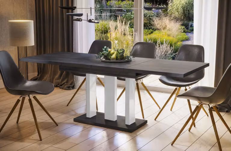 Tavolo da pranzo Endo-Moebel "Appia White" 130cm - 210cm tavolo a colonna allungabile tavolo da cucina (cemento scuro)