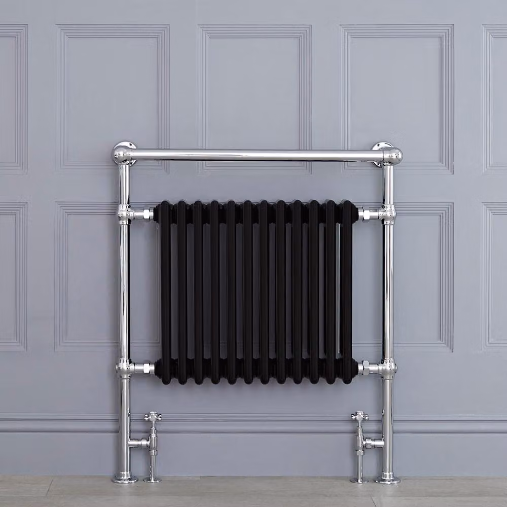 Scaldasalviette di Design Tradizionale - Termoarredo Bagno Nero - 930 x 790mm - 750 Watt - Elizabeth