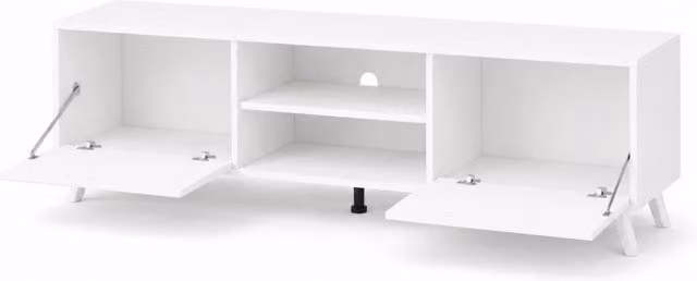 Mobile Porta Televisore Moderno MEGAOFFERTE Bianco con 2 Ante e Ripiani Aperti L 180 x P 39,6 x H 49 cm – 1