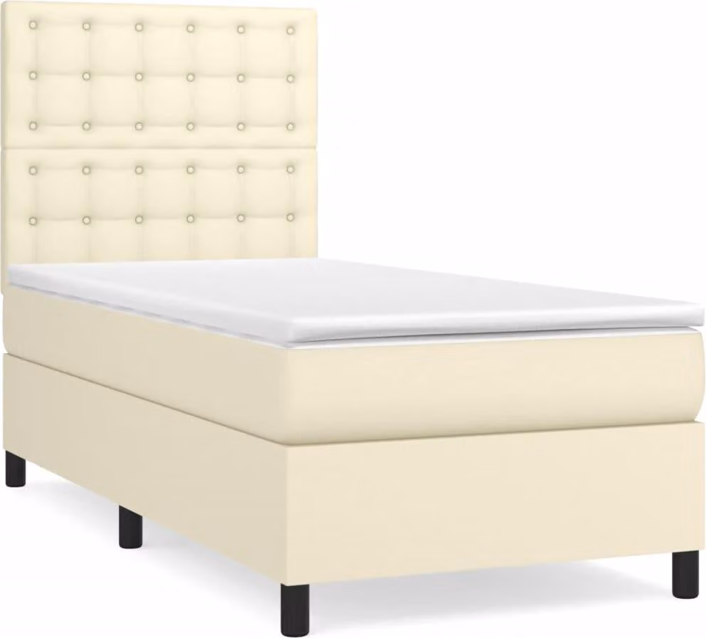 Giroletto a Molle con Materasso Crema 90x190 cm in Pelle finta