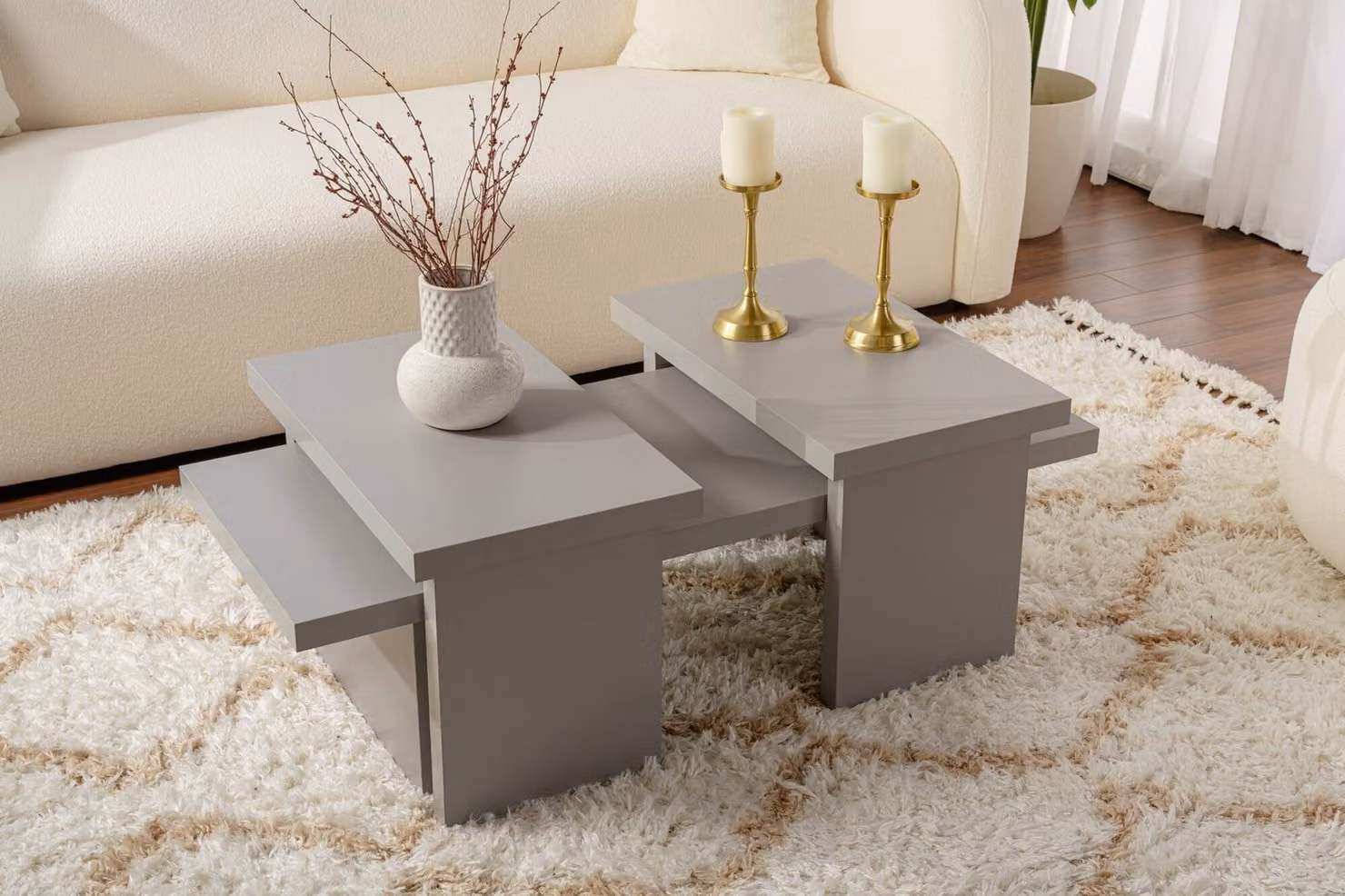 Skye Decor, Sanctuary - Grey, tavolino, grigio, 100 % truciolato rivestito in melamina, 110 x 45 x 41,5