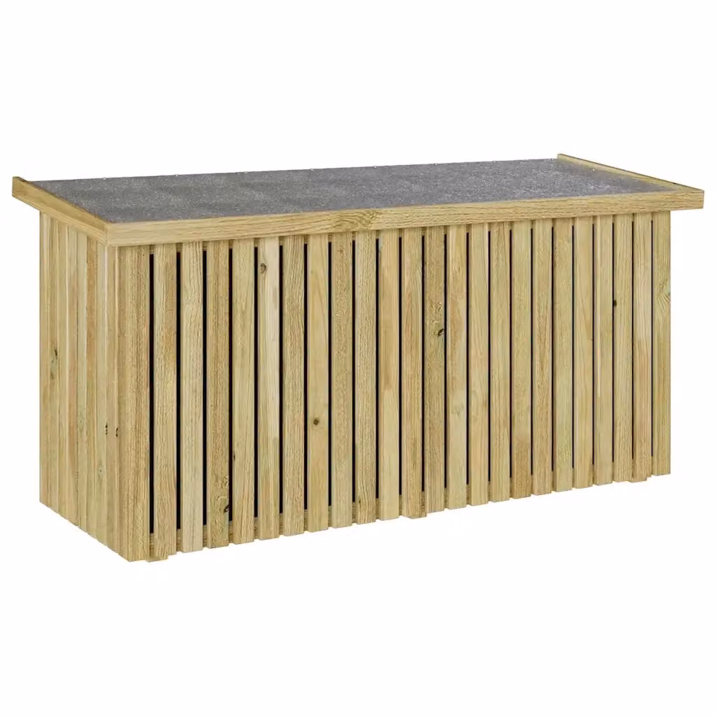 vidaXL Scatola di Stoccaggio per Giardino e Terrazzo in Legno di Pino Naturale, Marrone, L 119 x P 44 x H 58,5 cm – 2