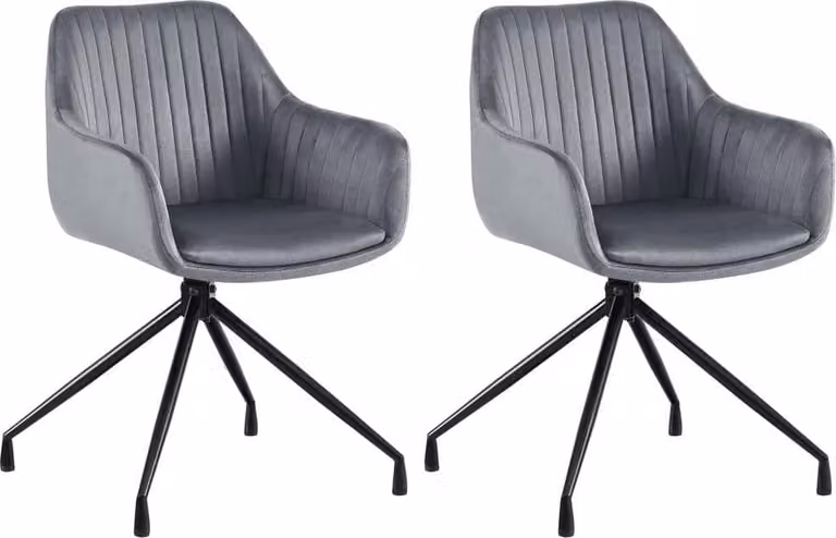 set di 2 sedie da pranzo - sedie a secchiello - lussuoso comfort di seduta e funzione girevole | colore: grigio scuro. Materiale: morbido