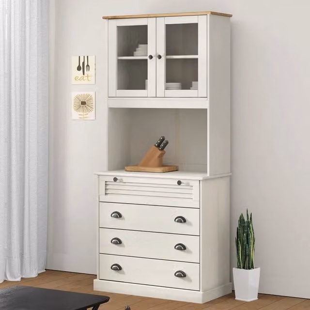 Credenza moderna vidaXL in legno di pino cerato bianca L: 80 cm, P: 40 cm, H: 176 cm
