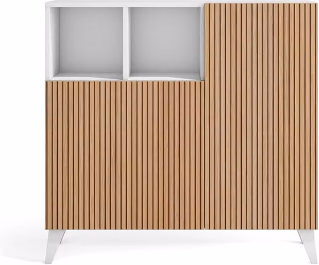 Scarpiera Herdasa effetto bianco ante stampa doghe rovere 87x90x27