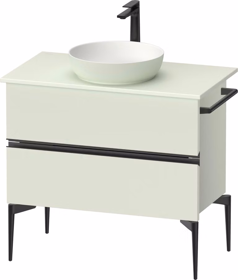 Duravit Sivida Meuble sous-lavabo sur console, 2 tiroirs, poignée noire diamantée mate, 845x475x548mm, SV46580BDHH0000, SV46580BDHH0000