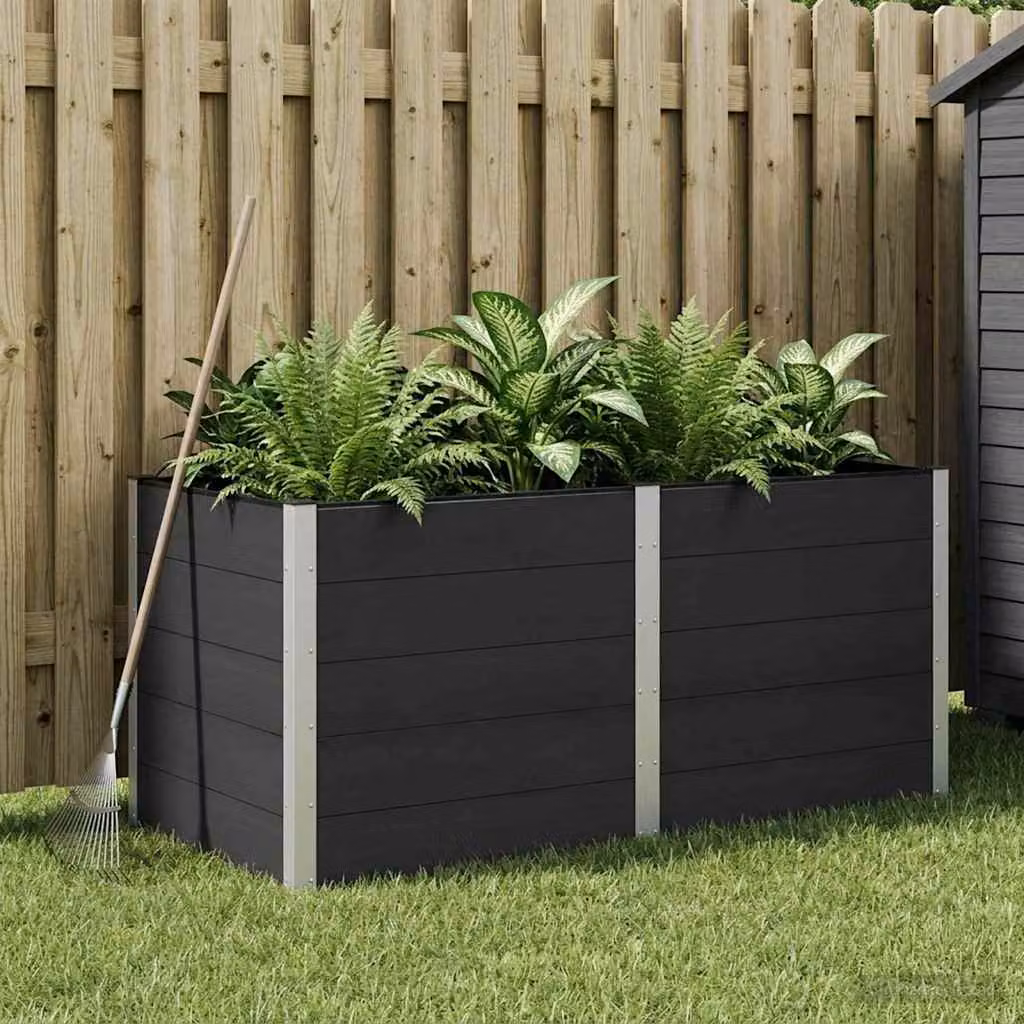Letto rialzato da giardino vidaXL in WPC e alluminio, Nero, L 200 cm x P 100 cm x H 91 cm