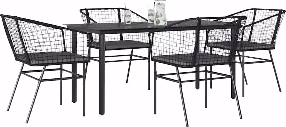 Maison Exclusive - Set da Pranzo da Giardino con Cuscini 5 pz Polyrattan Vetro