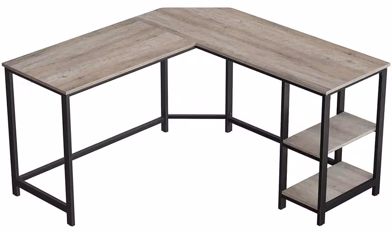 Scrivania - Tavolo da lavoro - Scrivania da ufficio - Grigio/Nero - 138 x 138 x 75 cm