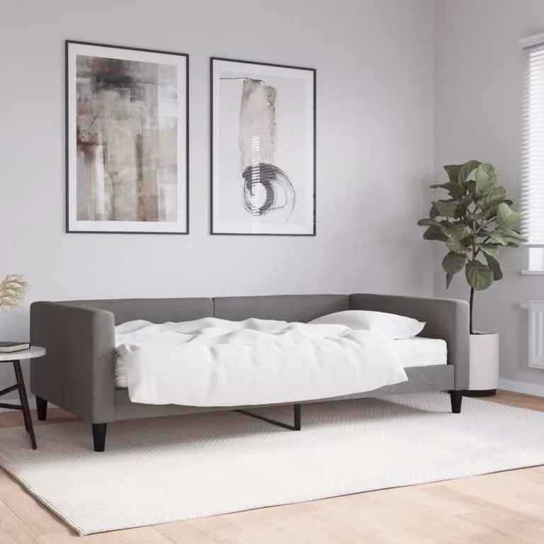 Maison Exclusive - Divano letto con materasso, grigio scuro, 100x200 cm, tessuto