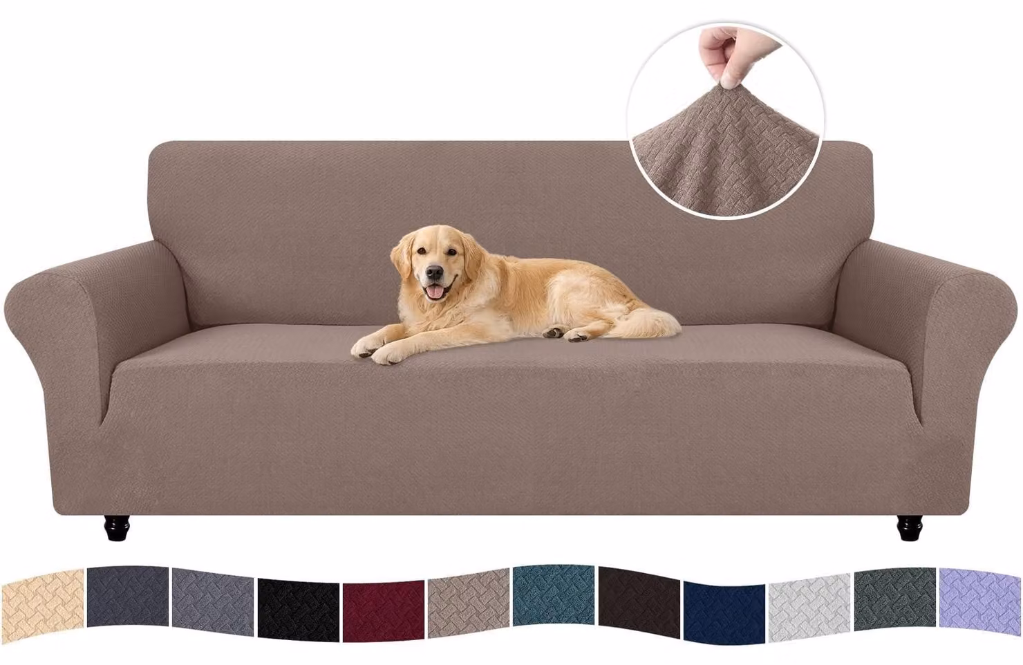 Copertura elastica universale per divano, adatta a 4 posti, colore sabbia