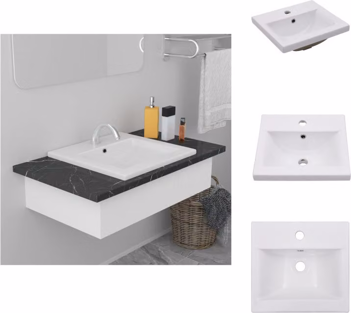 vidaXL Lavabo da incasso 42x39x18 cm in Vetroceramica bianca - Lavabo da bagno