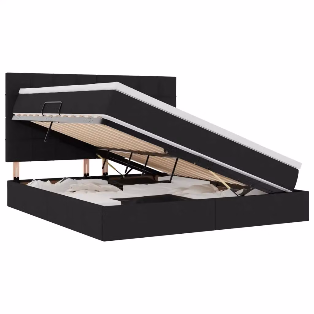 Letto con contenitore vidaXL con illuminazione LED e porta USB, Nero, L/P/H: 180 x 200 x 128 cm – 2