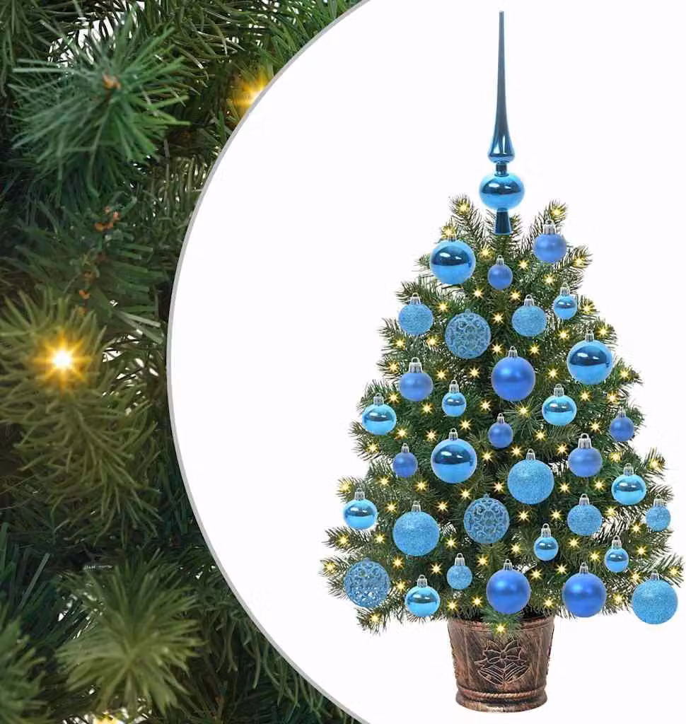 Albero di Natale artificiale con 150 LED verdi da 75 cm in PE e PVC