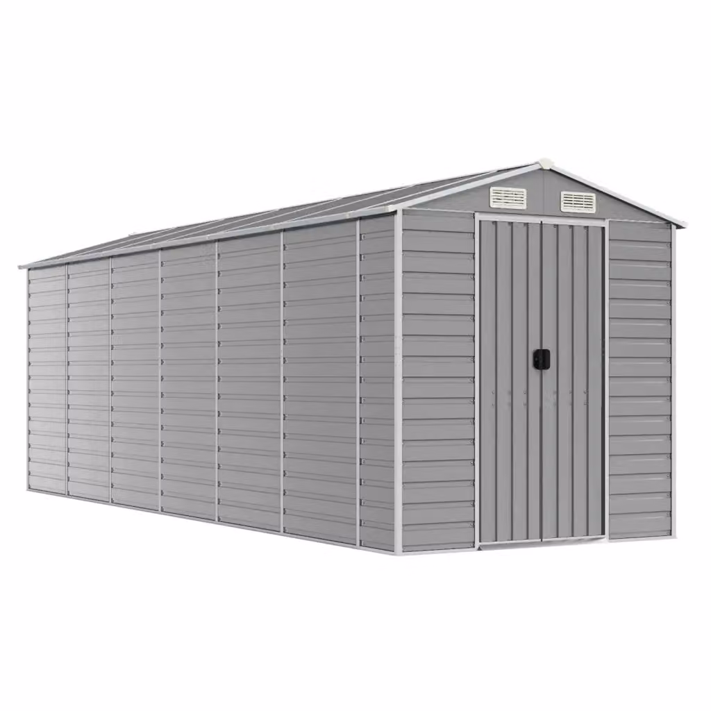 Casetta da giardino moderna Videx in acciaio zincato grigio chiaro L/P/H: 191 x 555 x 198 cm – 2
