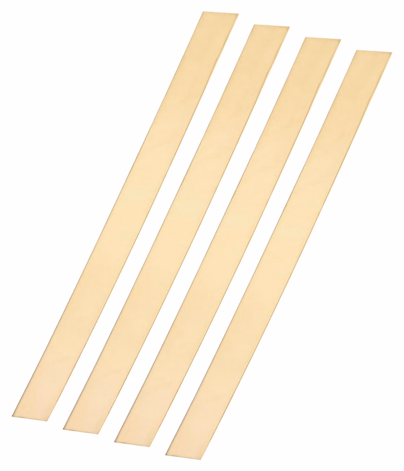 4 barre piane in ottone, sezione 0,2 x 25,5 mm, lunghezza 305 mm, massicce