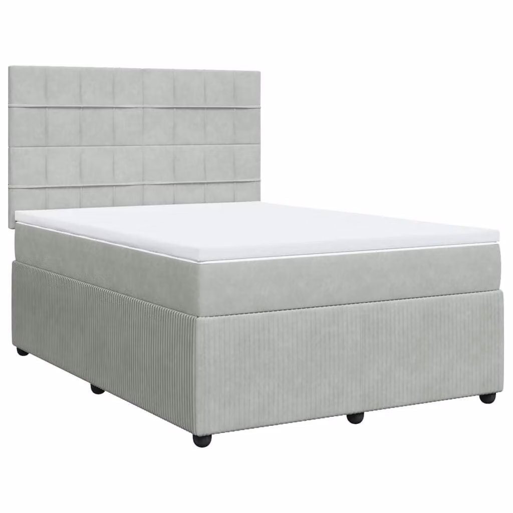 Giroletto a Molle con Materasso Grigio Chiaro 160x200cm Velluto