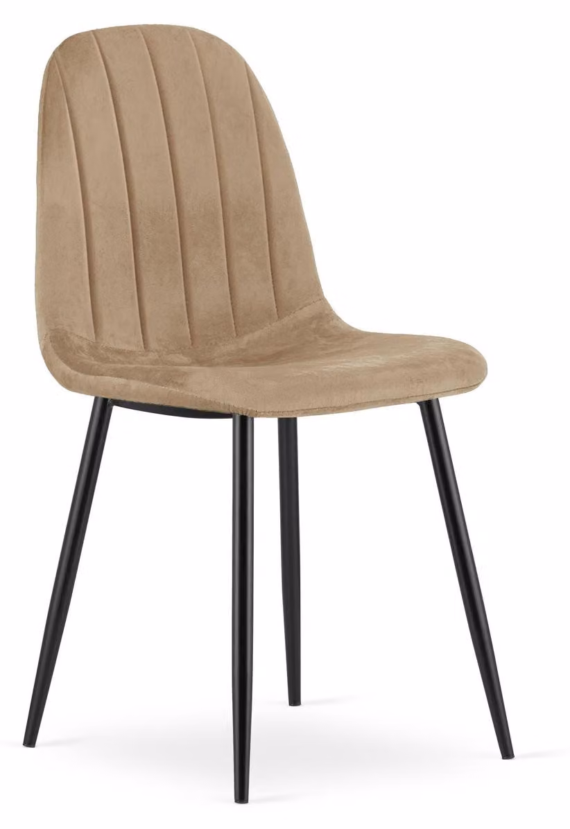 Sedia Padva in velluto marrone con gambe in metallo nero