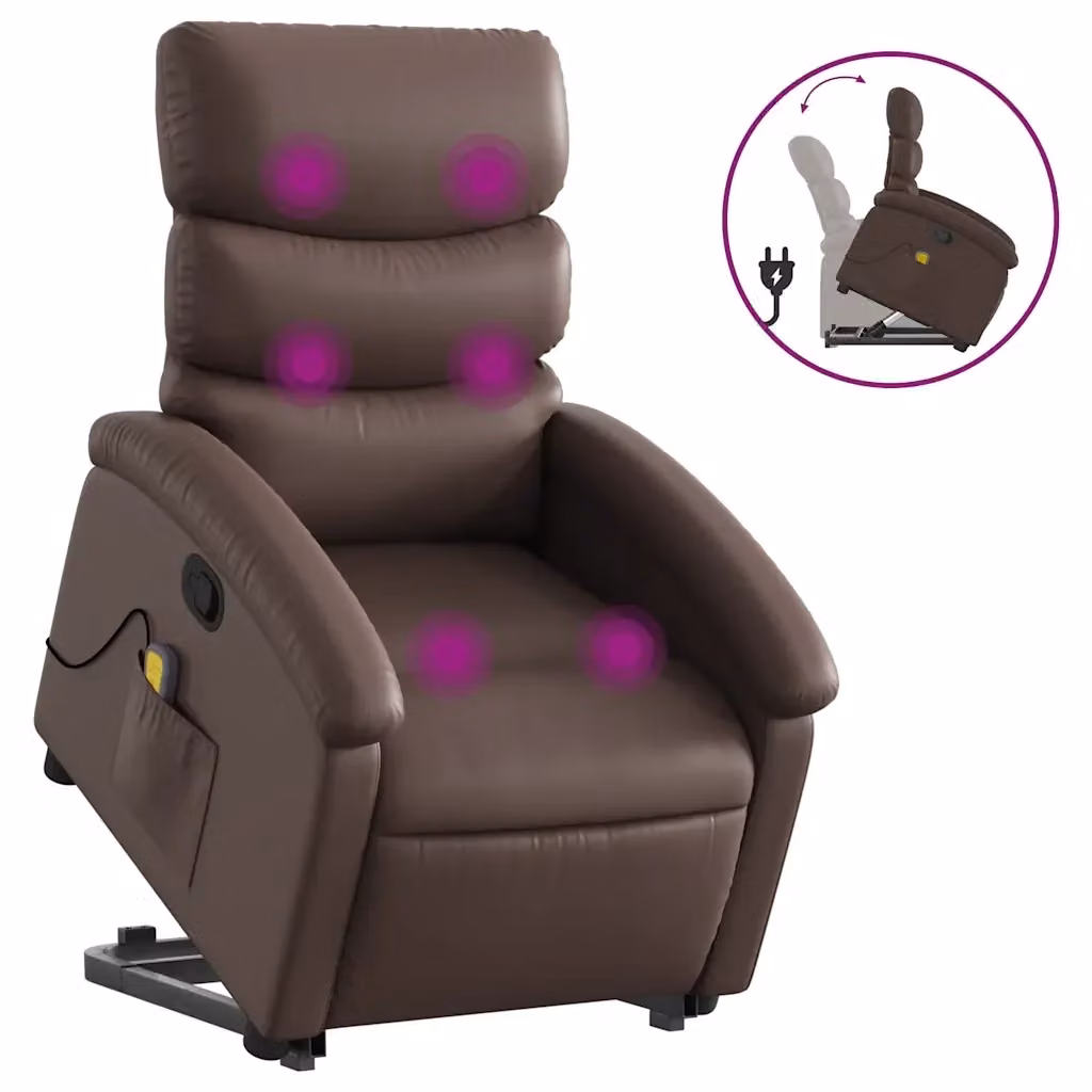 Poltrona Alzapersona Reclinabile con Assistenza Elettrica vidaXL in Similpelle Marrone – 2