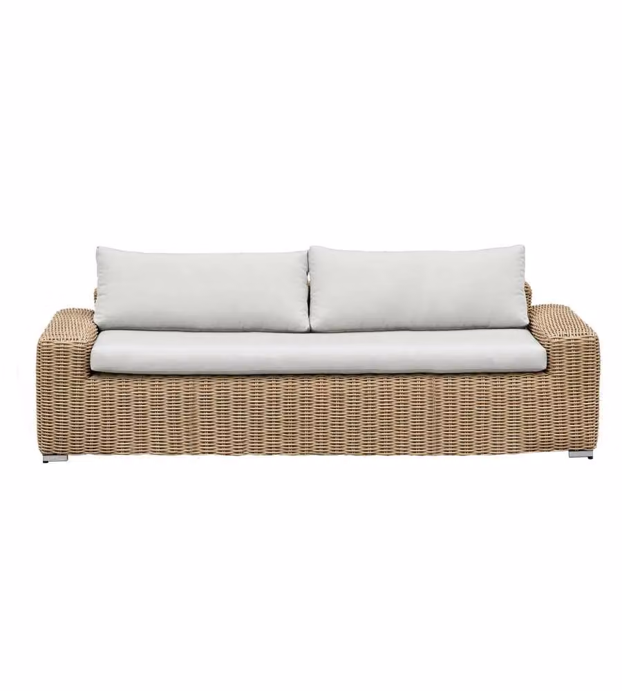 Domo Mea Divano da Esterno in Rattan - Beige - 222x85x63 cm
