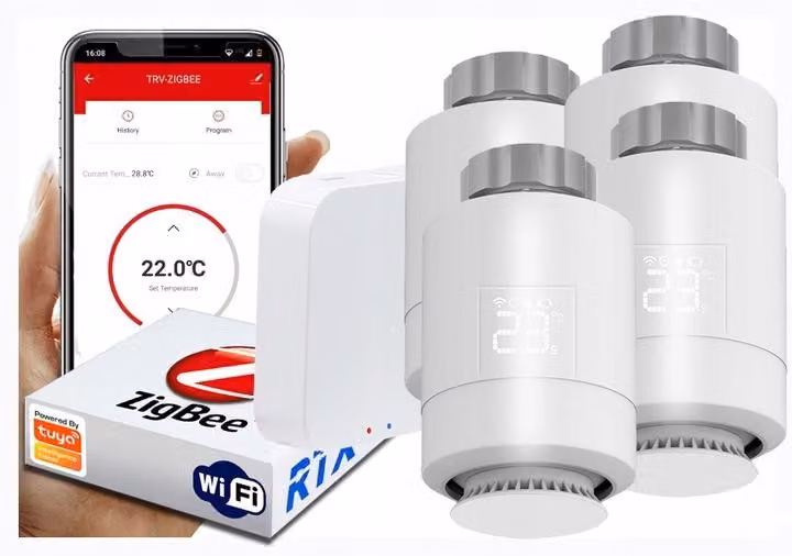 4x Termostato + Zigbee WiFi-Gateway Tuya SET