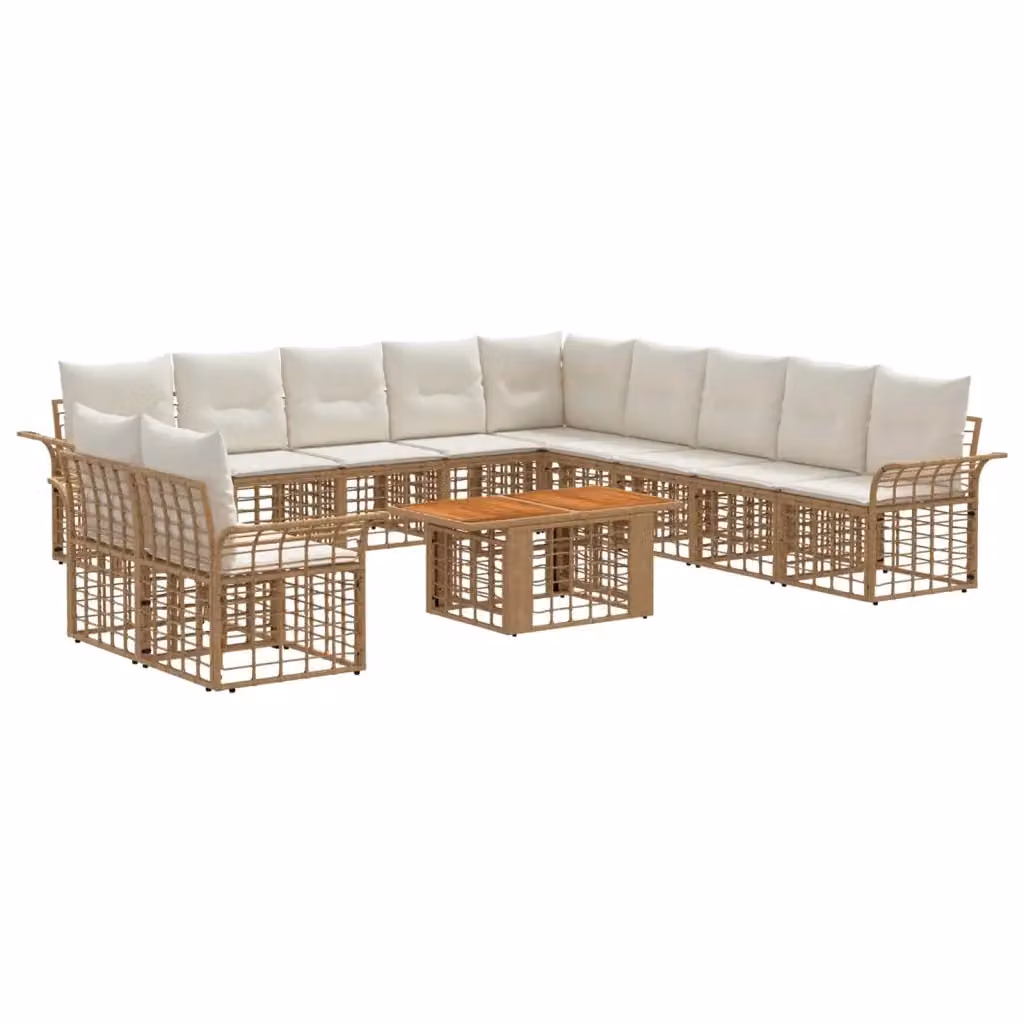 Set Divano da Giardino Moderno vidaXL a Forma a L con Tavolino, Colore Beige e Bianco, in Polyrattan e Metallo con Cuscini Inclusi – 2