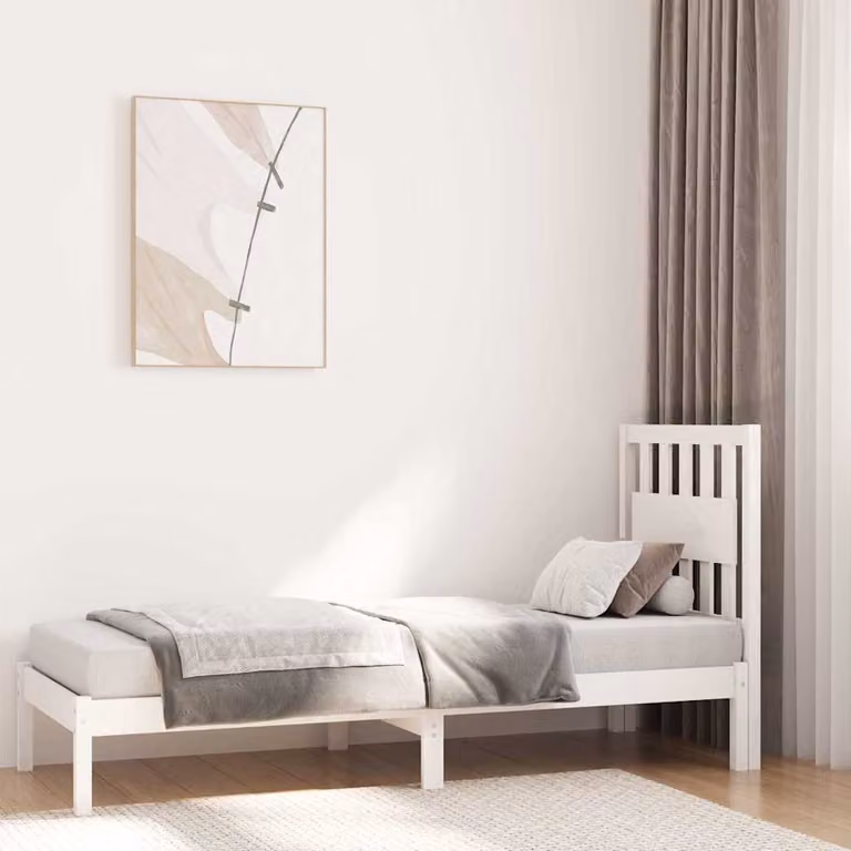 Giroletto vidaXL in legno massello di pino bianco con doghe fisse L: 80 cm, P: 190 cm