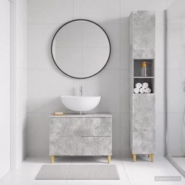 Set di Armadi da Bagno da 2 Pezzi DELFT Grigio Cemento 3417543