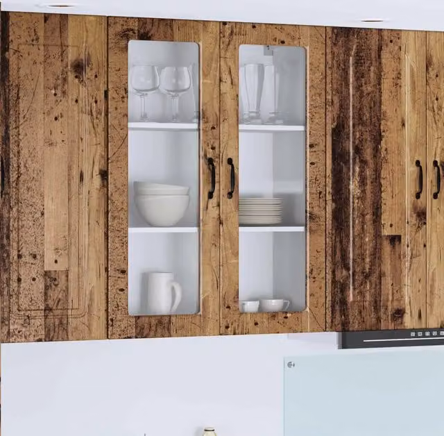 Mobile da parete moderno vidaXL in legno e vetro marrone con ante in vetro L 80 x P 31 x H 100 cm – 1
