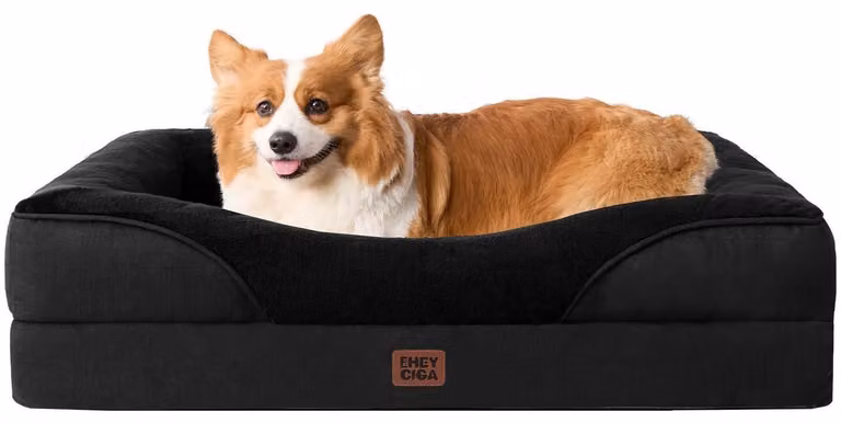 Cuccia ortopedica per cani con 4 bordi, dimensioni 89x56 cm, colore nero
