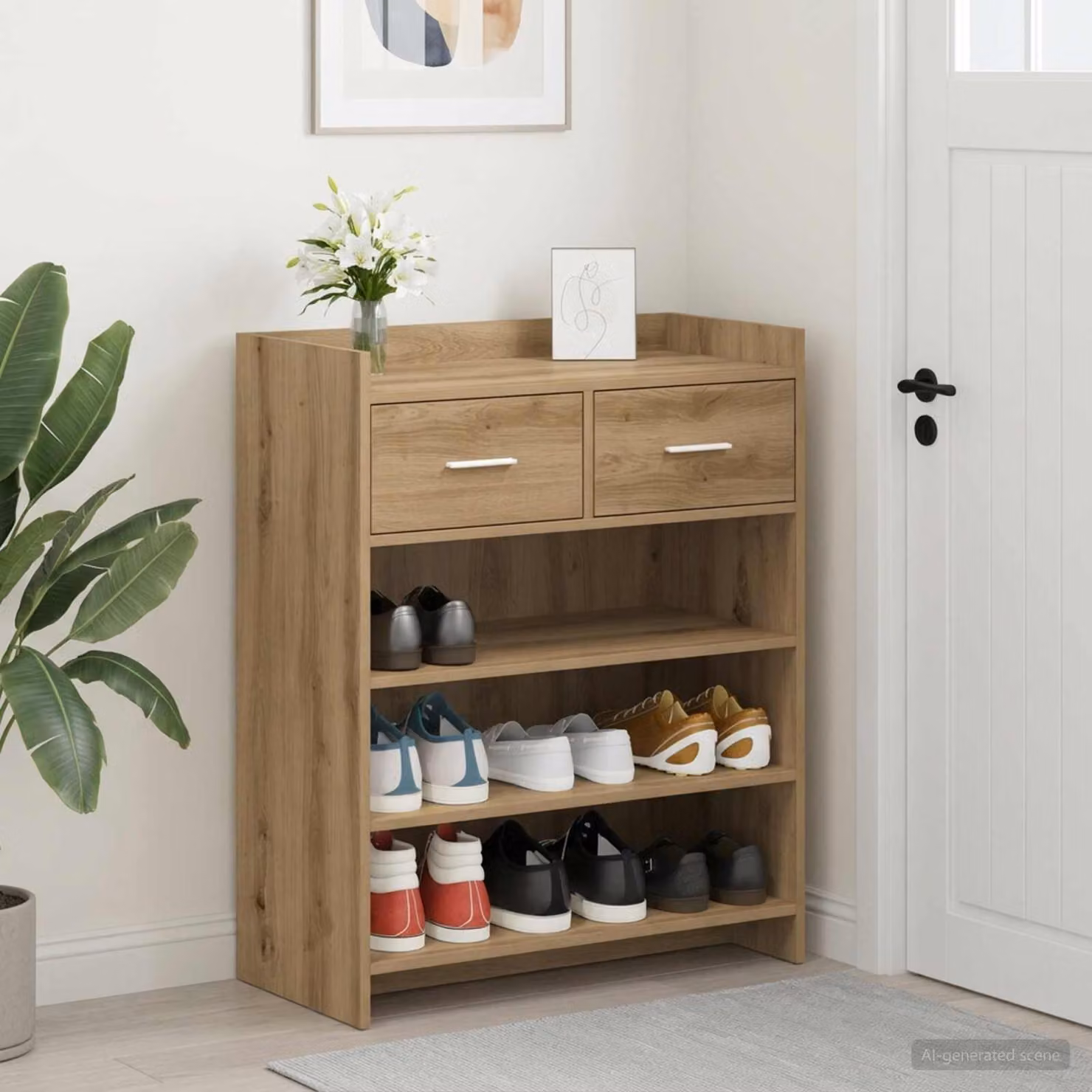 Mobile porta scarpe vidaXL moderno in legno marrone L: 73,5 cm, P: 36 cm, H: 92 cm