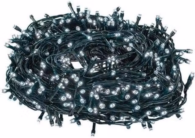 Catena Luminosa LED EuroNatale per Esterno, 500 Luci Bianco Freddo, Lunghezza: 25 m, Grado di Protezione IP44
