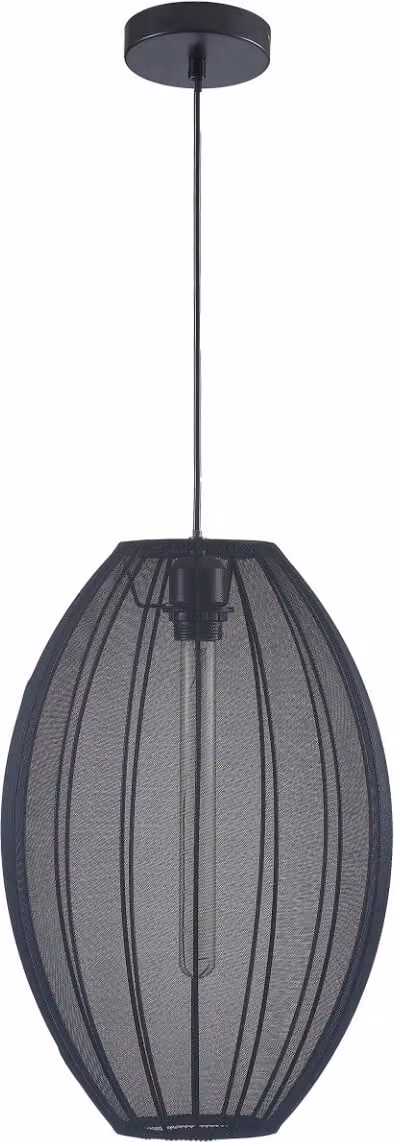 Lampada a sospensione con paralume in tessuto nero Ø30 cm, 1xE27, 20 W, per soggiorno e camera da letto, KAREI Polux