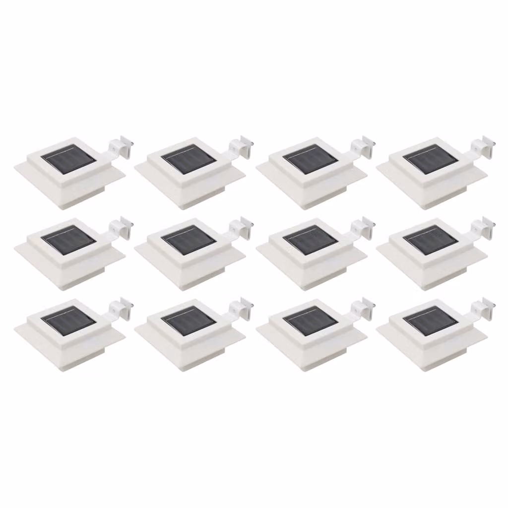The Living Store Luci solari da esterno 12 pz. LED Rettangolare 12 cm Bianco