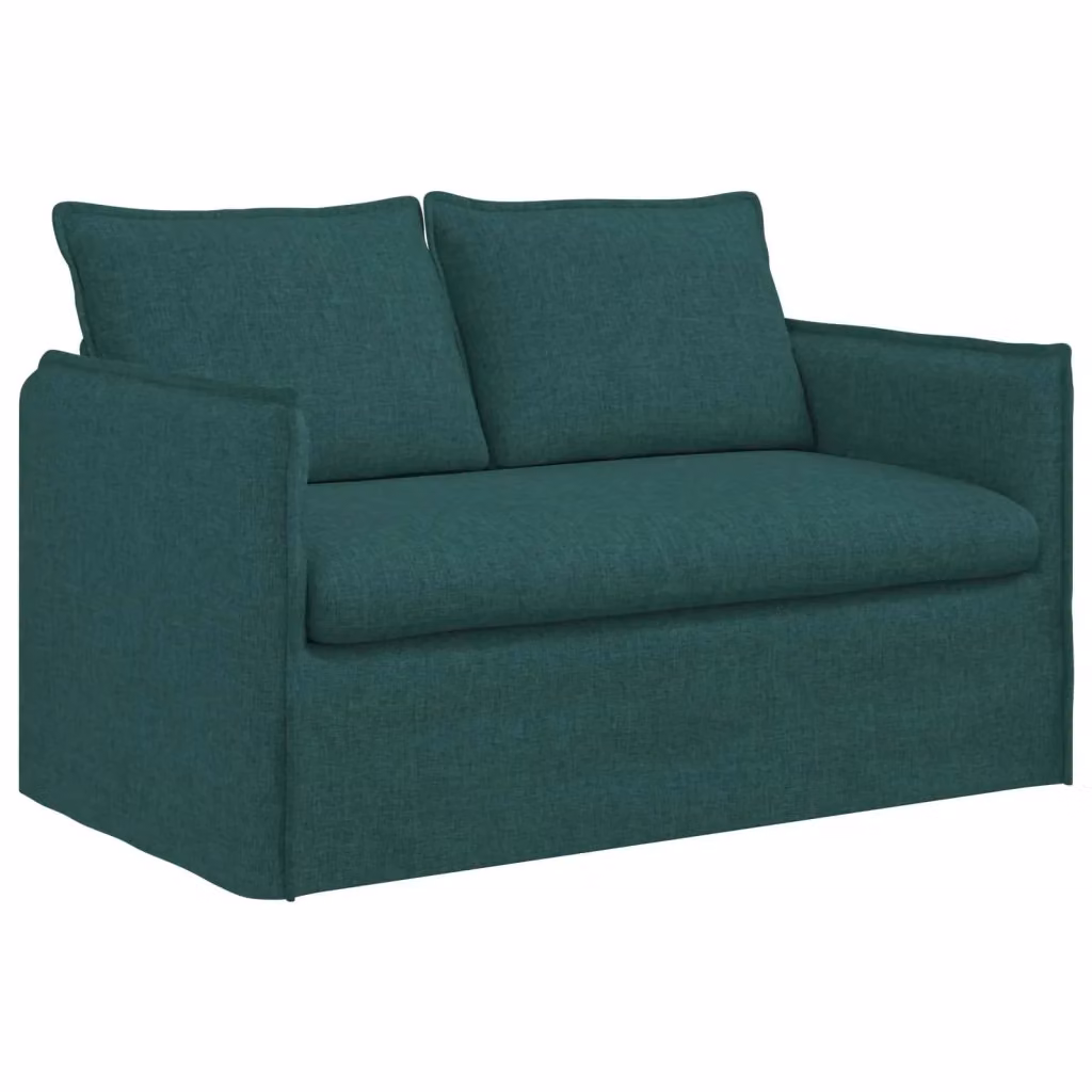 Divano moderno vidaXL in tessuto verde scuro e nero con struttura in metallo, L: 136 cm, P: 82 cm, H: 85 cm – 2