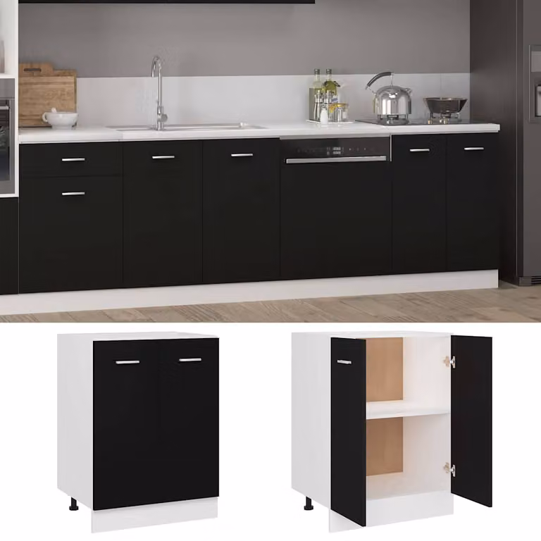 vidaXL Armadio Inferiore “Lyon” Nero 60x46x81,5 cm