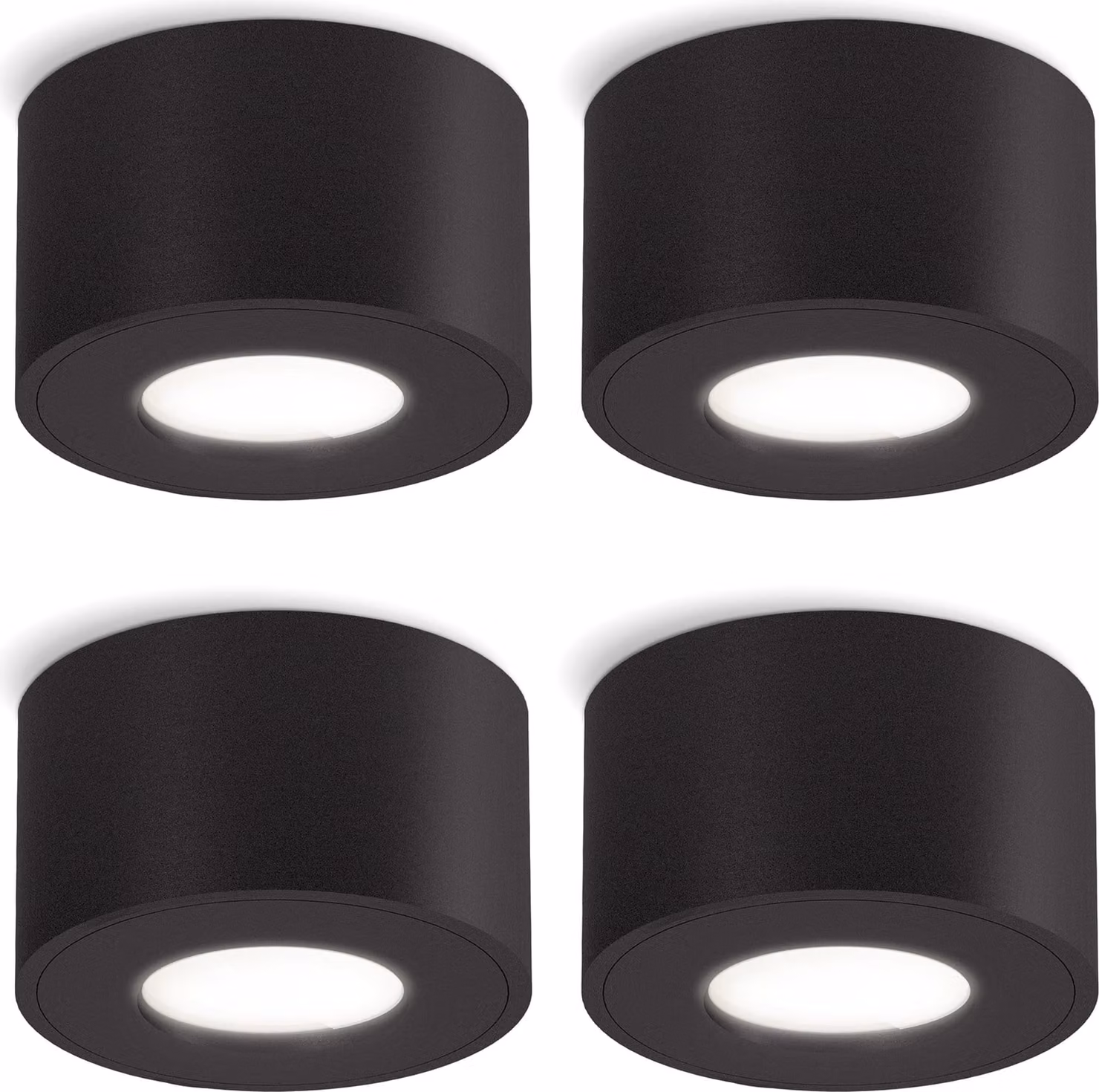 SSC-LUXon 4 pezzi CELI-1 LED faretto da superficie piatto protezione IP44 bagno esterno incl. lampadina LED 230V - Spot nero 4W bianco neutro
