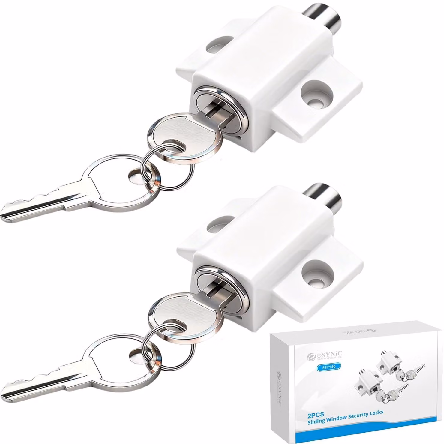 Set di 2 serrature di sicurezza per porte scorrevoli, con chiavi universali
