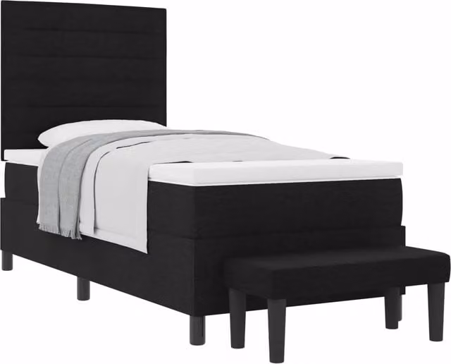 Letto ibrido con molle a tasche e testiera vidaXL in tessuto nero L 90 x P 190 cm