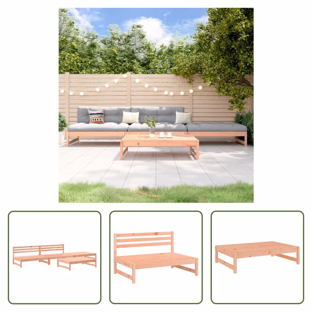 The Living Store 4 pezzi. Set salotto da giardino in legno massiccio di abete Douglas