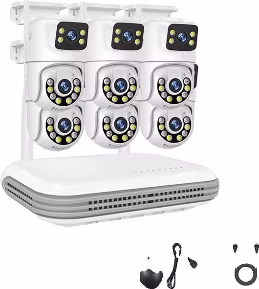 Sistema TVCC wireless, NVR a canali, telecamere a doppio obiettivo, visione notturna, 8CH NVR e 6 telecamere, Nessuno