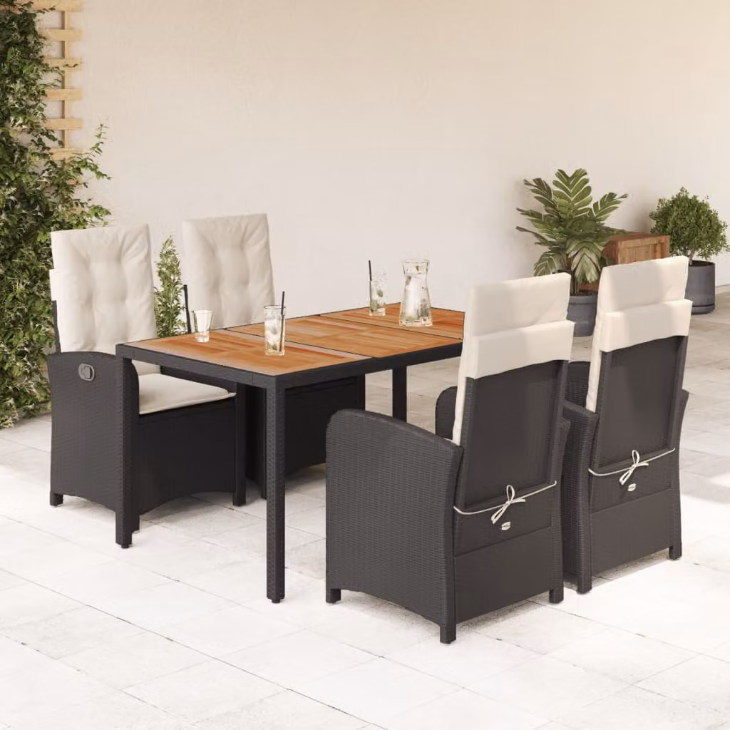 Set da pranzo da giardino moderno vidaXL in legno di acacia oliato con piano in vetro e 5 pezzi – 1
