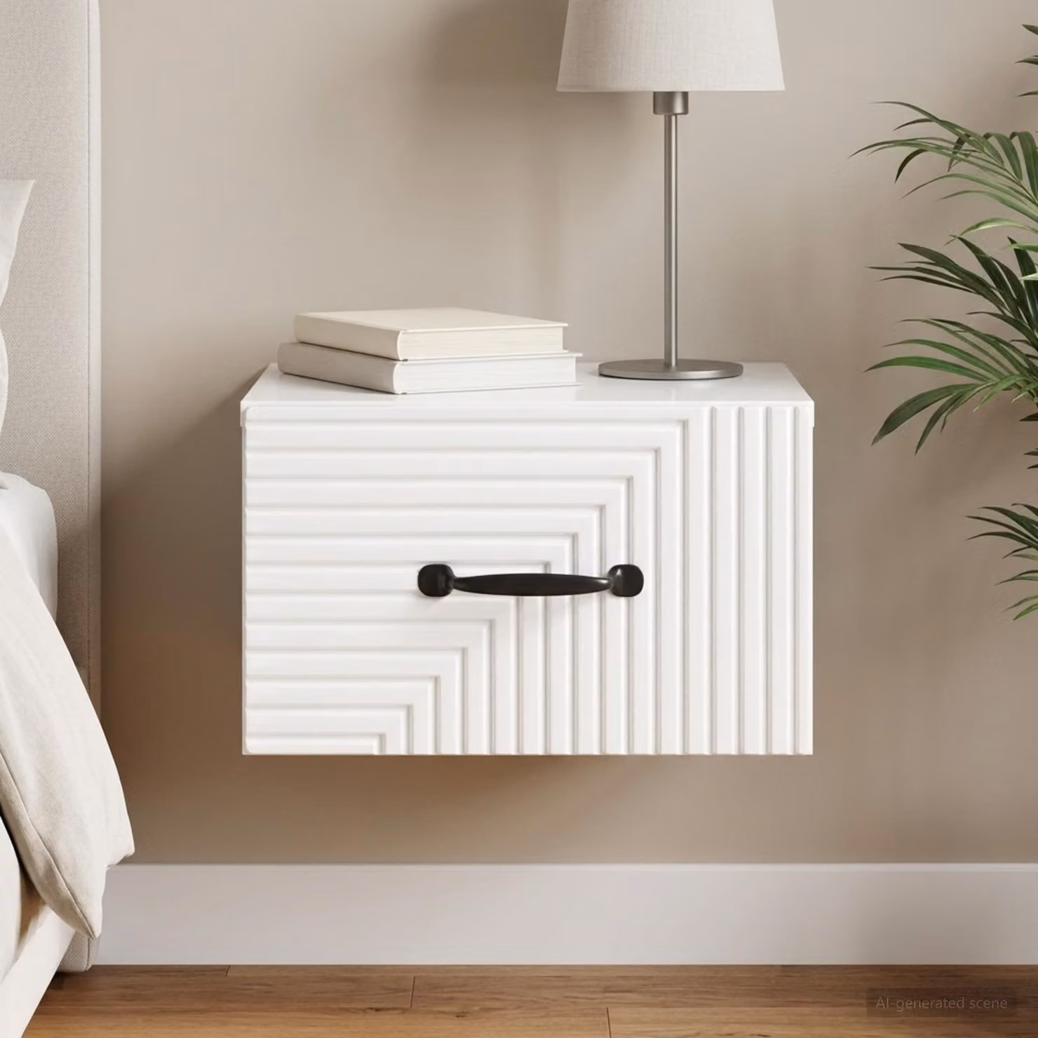 vidaXL Mobiletto da notte sospeso Bianco Lucido L: 34,5 cm, P: 33 cm, H: 20 cm