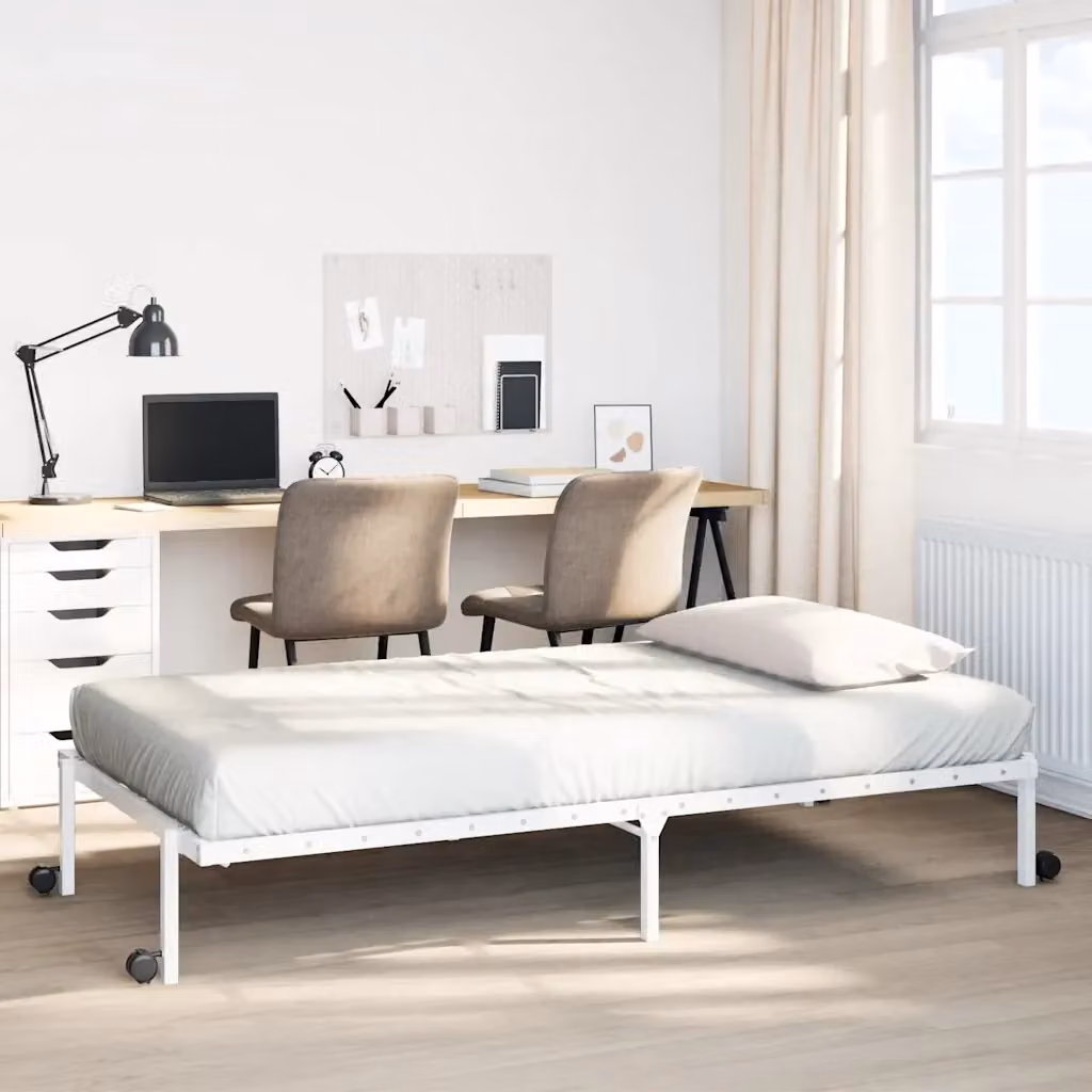 Letto singolo pieghevole per adulti in metallo bianco L 75 cm x P 190 cm – 2