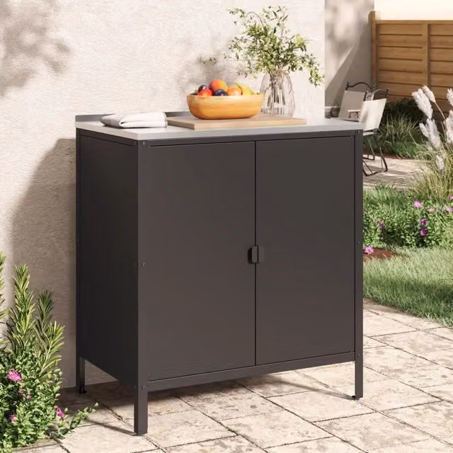 Armadietto da giardino Bolognano casa.pro in acciaio nero opaco L: 80 cm, P: 50 cm, H: 92 cm – 1