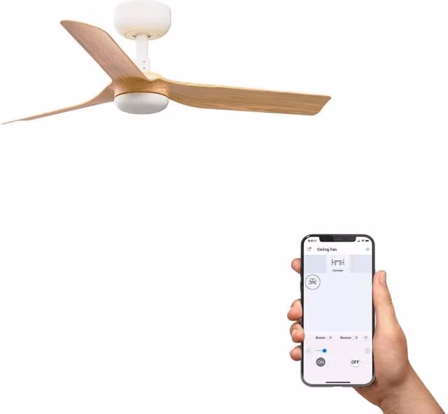 Ventilatore da soffitto Faro Barcelona Mini Punt a 3 pale bianco opaco con sistema intelligente Tuya e controllo tramite app